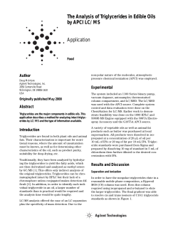 The Analysis of Triglycerides in Edible Oils by APCI LC/MS Application