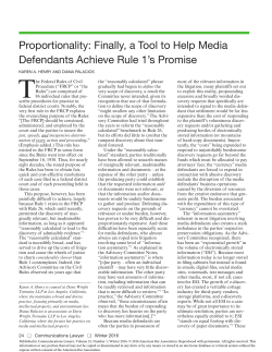 Proportionality: Finally, a Tool to Help Media Defendants Achieve