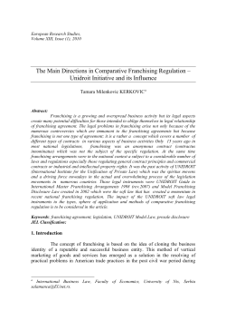 The Main Directions in Comparative Franchising Regulation