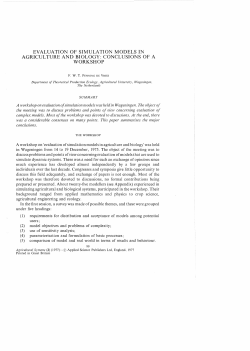 evaluation of simulation models in agriculture and biology