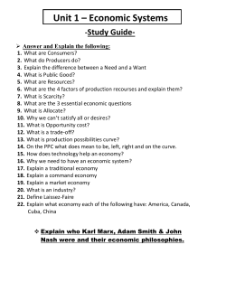 Unit 1 &ndash; Economic Systems