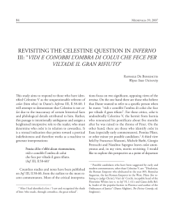 REVISITING THE CELESTINE QUESTION IN INFERNO III: “VIDI E