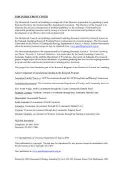 Problem gambling and harm: Towards a National Definition