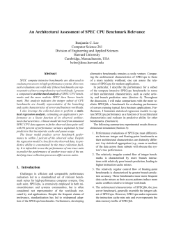 An Architectural Assessment of SPEC CPU