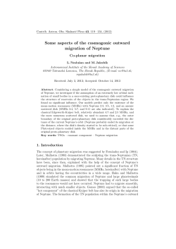 Some aspects of the cosmogonic outward migration of Neptune