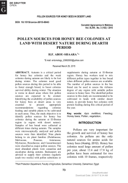 POLLEN SOURCES FOR HONEY BEE COLONIES AT LAND WITH