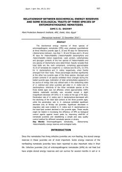 Biochemical energy reserves in Infective Juveniles of Two
