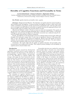 Heredity of Cognitive Functions and Personality in twins
