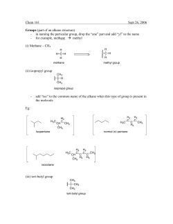 Chem 161 Sept 26, 2006 Groups (part of an alkane structure)