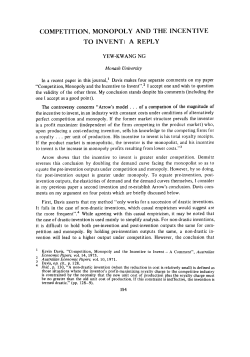 competition, monopoly and the incentive to invent: a reply
