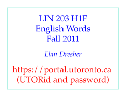 LIN 203 H1F English Words Fall 2011