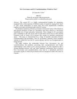New Governance and EU Constitutionalism: Friends or Foes? Dr