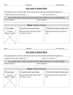 Late, Redo or Absent Work Late, Redo or Absent Work