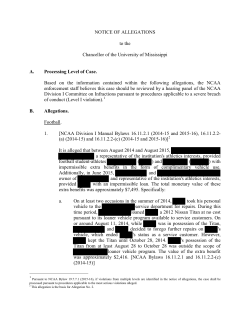 Notice of Allegations - Information about NCAA Case