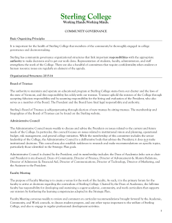 COMMUNITY GOVERNANCE Basic Organizing Principles It is