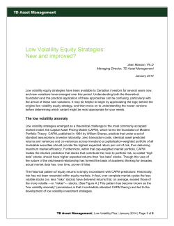 Low Volatility Equity Strategies: New and improved?