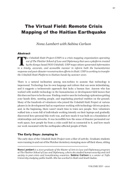 The Virtual Field: Remote Crisis Mapping of the Haitian Earthquake