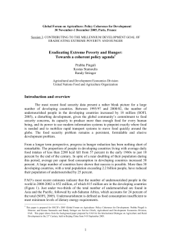 Eradicating Extreme Poverty and Hunger: Towards a