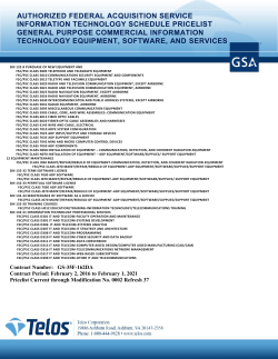 TELOS GSA SCHEDULE - Telos Corporation