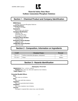 Material Safety Data Sheet Sodium Ammonium Phosphate Solutions