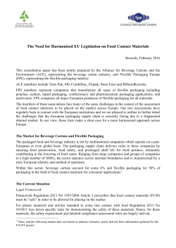 The Need for Harmonised EU Legislation on Food Contact Materials