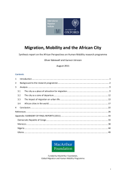 Migration, Mobility and the African City