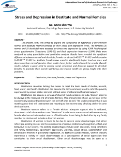 Stress and Depression in Destitute and Normal Females