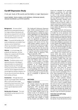 Cardiff Depression Study A sib-pair study of life events and