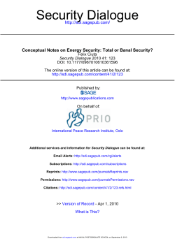 Security Dialogue - Dr. Robert E. Looney Homepage