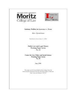 Sodomy Politics in Lawrence v. Texas - Moritz College of Law