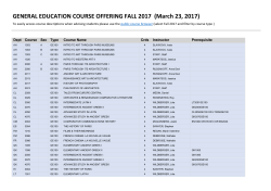 GENERAL EDUCATION COURSE OFFERING FALL 2017 (March