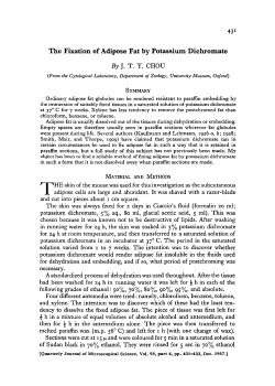 The Fixation of Adipose Fat by Potassium Dichromate By JTY CHOU