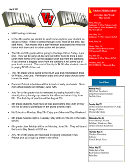 Activities this Week: May 8-12 Valders Middle School Lunch Menu