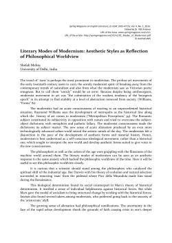 Literary Modes of Modernism: Aesthetic Styles as Reflection of