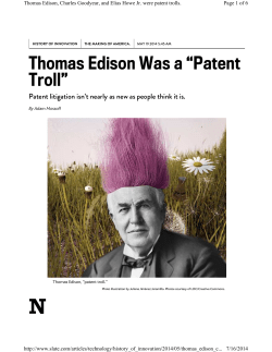 Thomas Edison Was a &ldquo;Patent Troll&rdquo; - New Jersey Civil Justice Institute