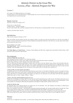 Alnwick District in the Great War Lesson 3 Plan
