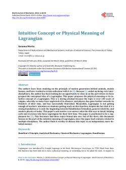 Intuitive Concept or Physical Meaning of Lagrangian