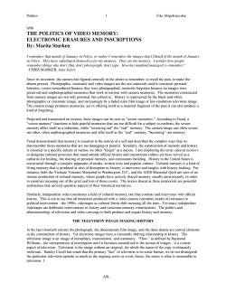 the politics of video memory : electronic erasures and