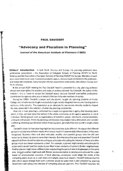 Advocacy and Pluralism in Planning