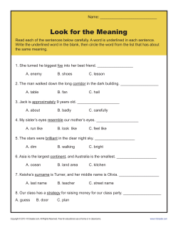 Look for the Meaning | Context Clues Worksheets for 3rd Grade