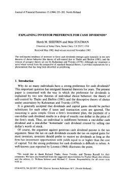Explaining Investor Preference for Cash Dividends