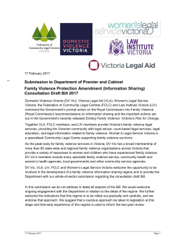 Joint submission - Domestic Violence Victoria