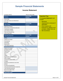 Round 1 2017 Sample Financial Statements