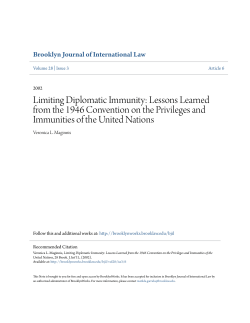Limiting Diplomatic Immunity: Lessons Learned