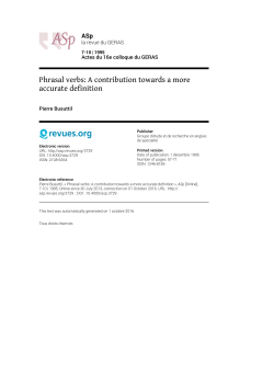 Phrasal verbs: A contribution towards a more accurate definition