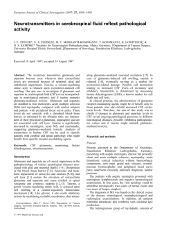 Neurotransmitters in cerebrospinal fluid reflect pathological activity