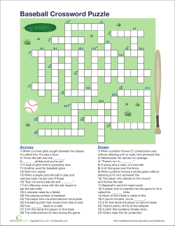 Baseball Crossword Puzzle - Mapleview Family Restaurant