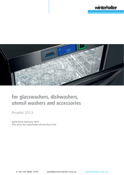 for glasswashers, dishwashers, utensil washers and