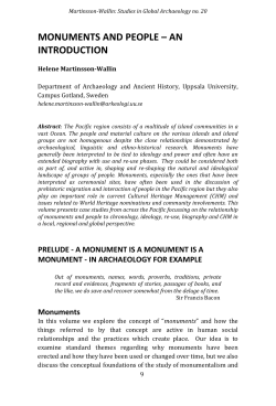 MONUMENTS AND PEOPLE &ndash; AN INTRODUCTION