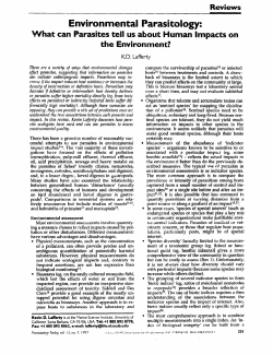 Reviews Environmental Parasitology: Y~hat can Parasites tell us